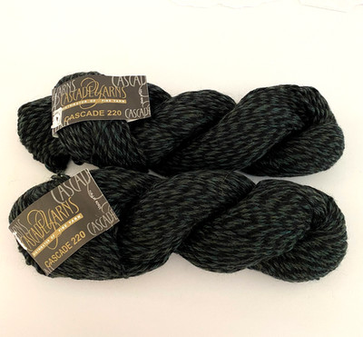 Cascade 220 Peruvian Highland Wool 2 each 100g Skeins Green Black Marl #9406