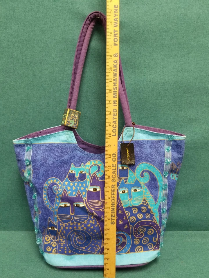 2 VTG Laurel Burch Colorful Big Cat Art Tote Bags - Image 4 of 4