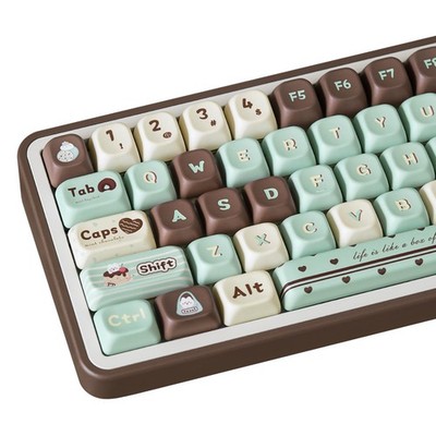 PBT Keycaps, FOA Profile Cute Mint Chocolate Keycaps 145 Keys Dye-Sublimation...