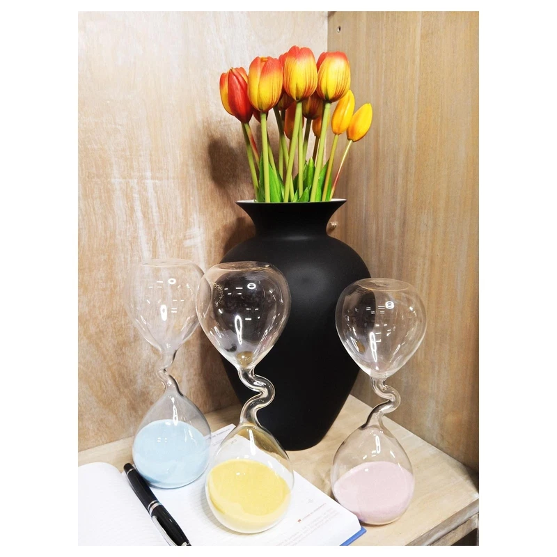 Clessidra in Vetro con Sabbia Colorata 3 Misure Decorativa Scrivania Regalo, fotografia 7 di 9