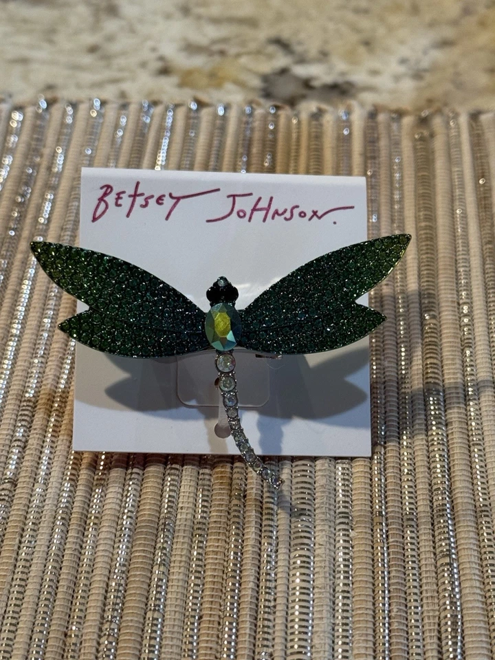 NOVO Anel de Coquetel Elástico Betsey Johnson Garden Glam Strass Libélula - Imagem 3 de 4