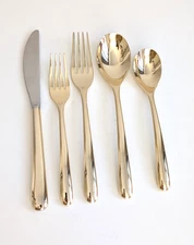 Cambridge flatware gold 5 piece place setting Soiree Mirror 18/10 stainless