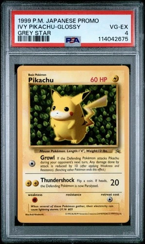 Pokemon Card Ivy Pikachu Grey Star Glossy Promo 1999 PSA 4 VG-EX