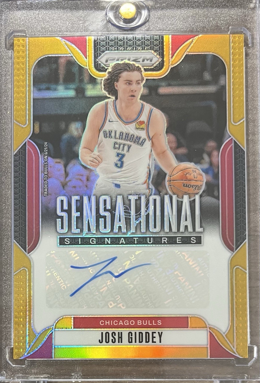 2024 Panini Prizm Josh Giddey Sensational Signatures True Gold Auto #10/10