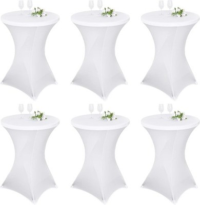 Stretch Stehtisch Husse Set für Bistrotisch Ø 80-85 cm Weiß 6er-Pack