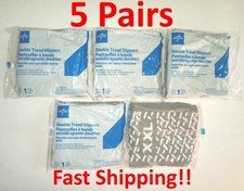 5 Pair Medline XXL Double-Tread Hospital Slipper Socks Gray 2XL Fast Shipping