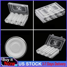 60Pcs 41mm Round Clear Coin Capsules Holder Container Case with Storage Box Case