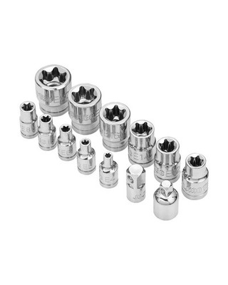 JU JIAN TEC 13-Piece E-Torx Socket Set with 6-Point Star Design - E4 to Gloss 