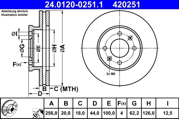 2x BRAKE DISC 24.0120-0251.1 FOR KIA G3LA/G3LD/G3LC 1.0L 3cyl MORNINGG4LA 1.2L - Image 2 of 4
