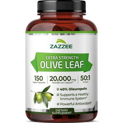 Extra Strength Olive Leaf 50:1 Extract, 40% Oleuropein, 150 Vegan Capsules, 5...
