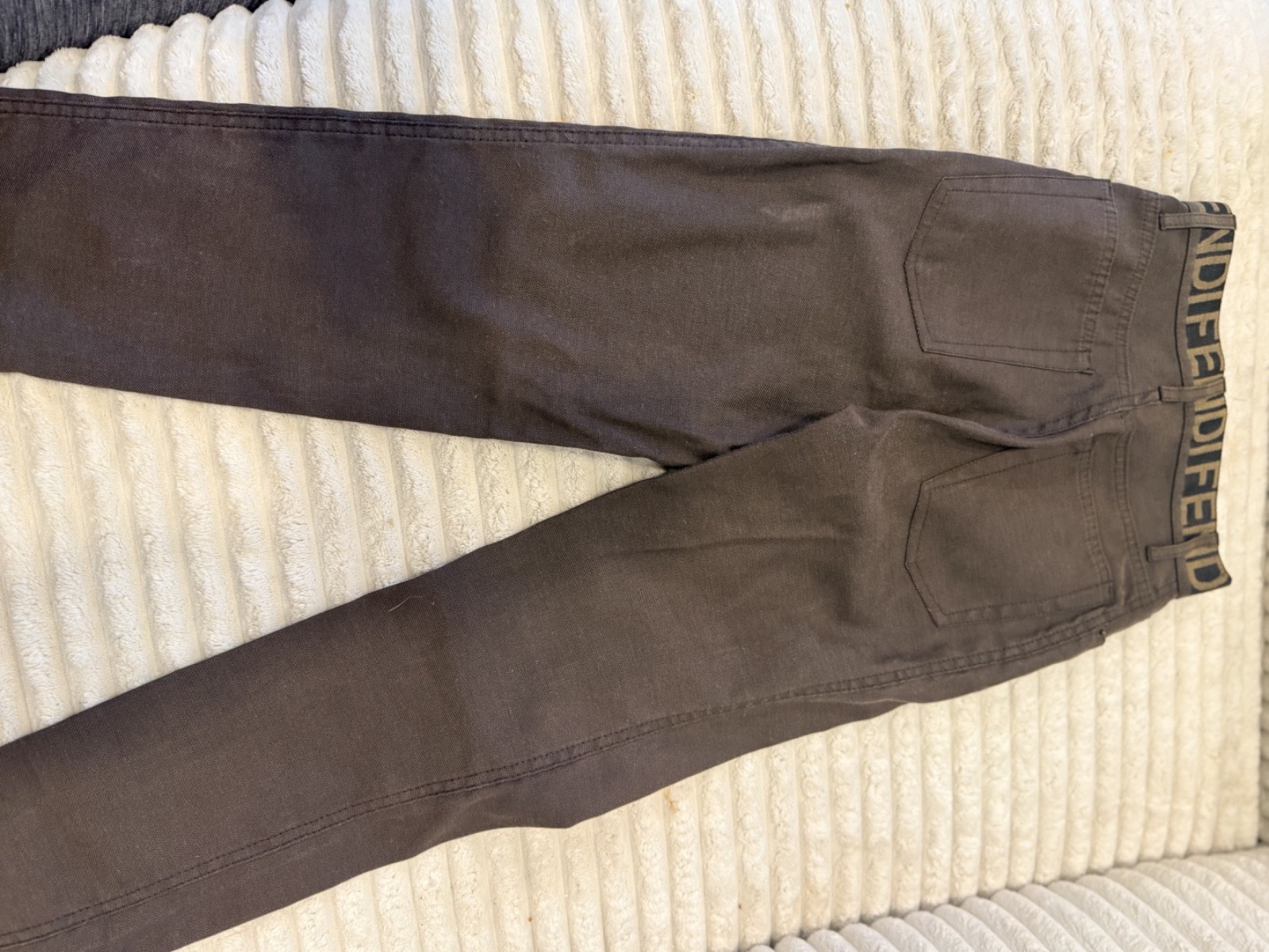 vintage fendi roma 90s y2k brown beige pants with logo panel 25" thumbnail 5