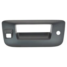 Tailgate Handle Bezel with Key & Camera Hole Smooth Black for Silverado Sierra