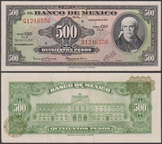El Banco De Mexico 500 Pesos 1977 XF P 51