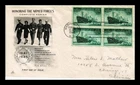 DR JIM STAMPS US COVER WWII MERCHANT MARINE FDC SCOTT 939 BLOCK OF 4 ARTCRAFT
