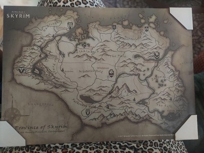 2017 Province Of Skyrim Parchment Map Elder Scrolls #1 Wall Hanging