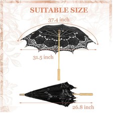 Vintage Lace Parasol, Lightblue Battenburg Umbrella