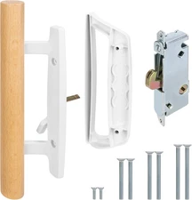 Sliding Patio Door Handle Set with Mortise Set+Mortise Lock, White 