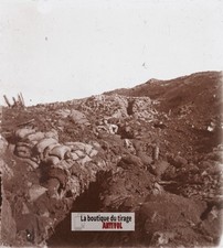 Chemin creux de l’Ouest, guerre WW1, plaque verre stéréo, photo 4,5x10,7 cm