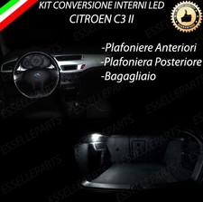 KIT FULL LED INTERNI CITROEN C3 II PLAFONIERE ANT+POST+BAGAGLIAIO CANBUS