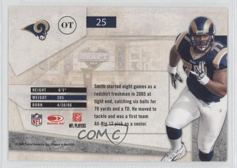 2009 Playoff Absolute Memorabilia War Room Jason Smith #25 Rookie RC - Image 2 of 2