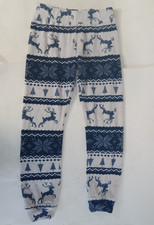 Urban Kids Size Med Blue White Reindeer Pajama Pants Christmas Tree Snowflake