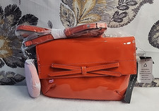 Tahari Vegan Leather Crossbody Bag Mango Patent Bow w/ Coin Purse NWT