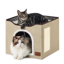 Bedsure Cat Beds for Indoor Cats - Large Cave Pet Single, Brown
