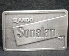XB25143 SWEET VINTAGE 1970s *ELANCO SONALAN* HERBICIDE COMPANY MENS BELT BUCKLE