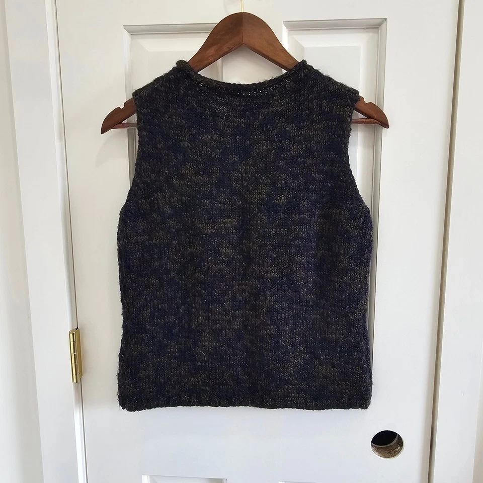 Monterey Petites by Koret Knit Vest Sleeveless Purple Green Wool Blend Sz S - Image 4 of 4