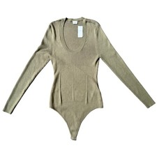 Abercrombie Fitch Ribbed Scoop Neck Long Sleeve Bodysuit Olive Green XL NWT