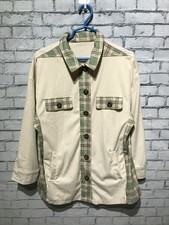 Women M Oversize, Green/Beige Long Sleeve Plaid Corduroy Winter Shirt/Jacket