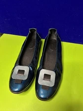 Arche Rare Blue Teal Ballerina Slip on Leather Slip On Shoes 40 US 9 Faux Buckle