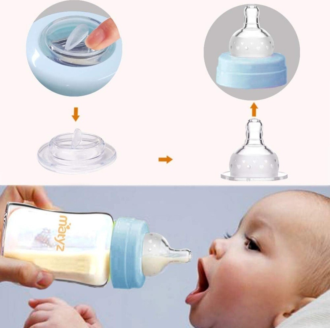 6Pk Glass Breast Milk Storage Bottles For Feeding & Freezing Milk-Blue & Green