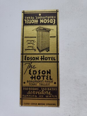 The Edson Hotel Beaumont Texas Matchbook Cover