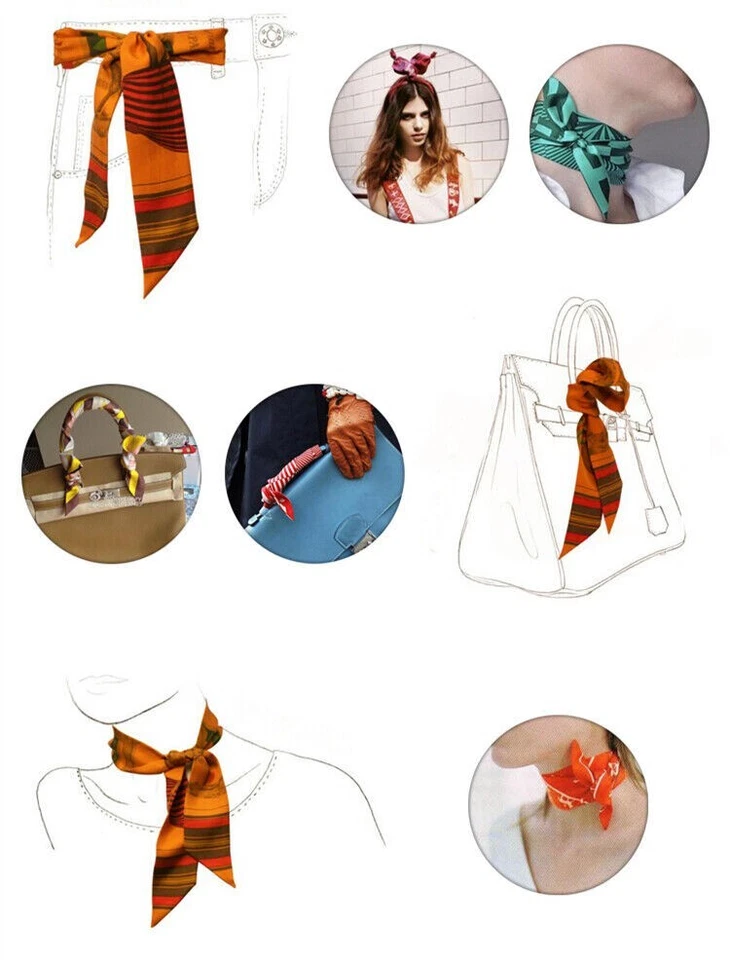 Twilly Schal Band Tasche Henkel Halstuch seidenähnlich Twill Satin Hals Haarschmuck - Bild 3 von 4