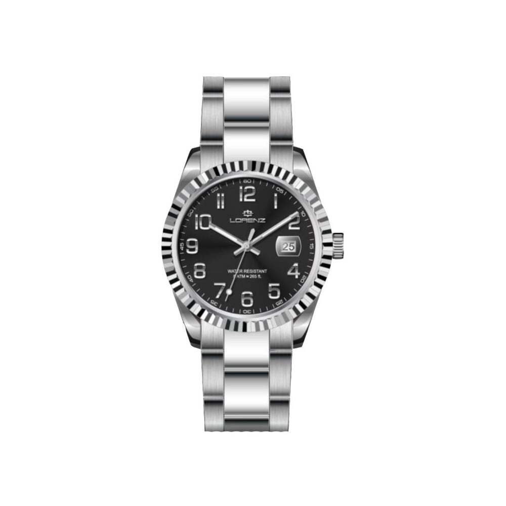 Orologio Uomo LORENZ 28187BB Bracciale Acciaio Nero Sub 50mt