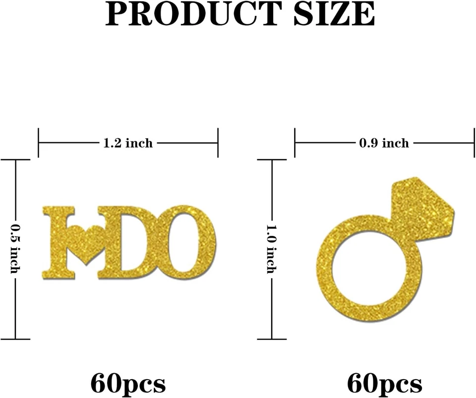 I Do Confeti Brillo Dorado, Confeti de Mesa de Boda, Dispersión de Papel de Compromiso, Br Foto 2 de 4