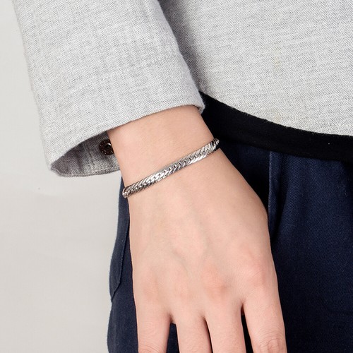 Brazalete de cadena plana de plata de ley 925 de 6 mm 6,7"-9" para hombre y mujer - Imagen 17 de 24