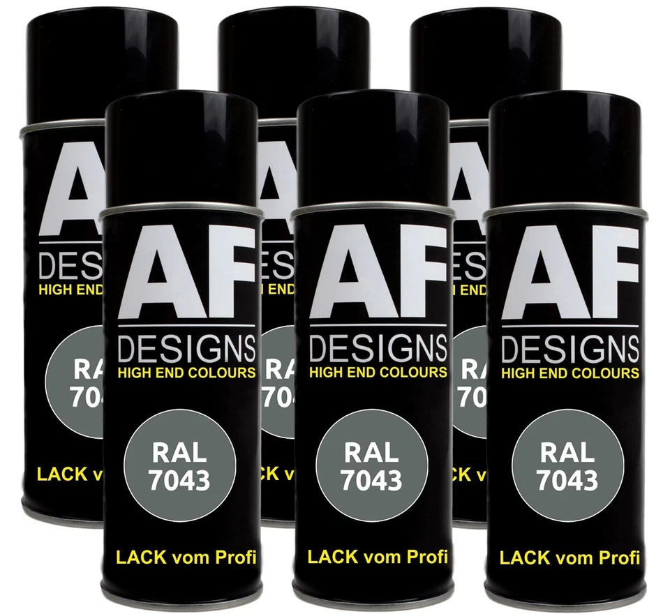 6x RAL Spraydose Buntlack Sprühdose Lackspray RAL7043 VERKEHRSGRAU B glänzend ma
