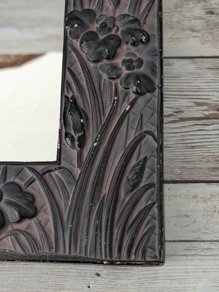 Espelho Art Nouveau vintage giz armação íris estilo chippy gasto - Imagem 3 de 4