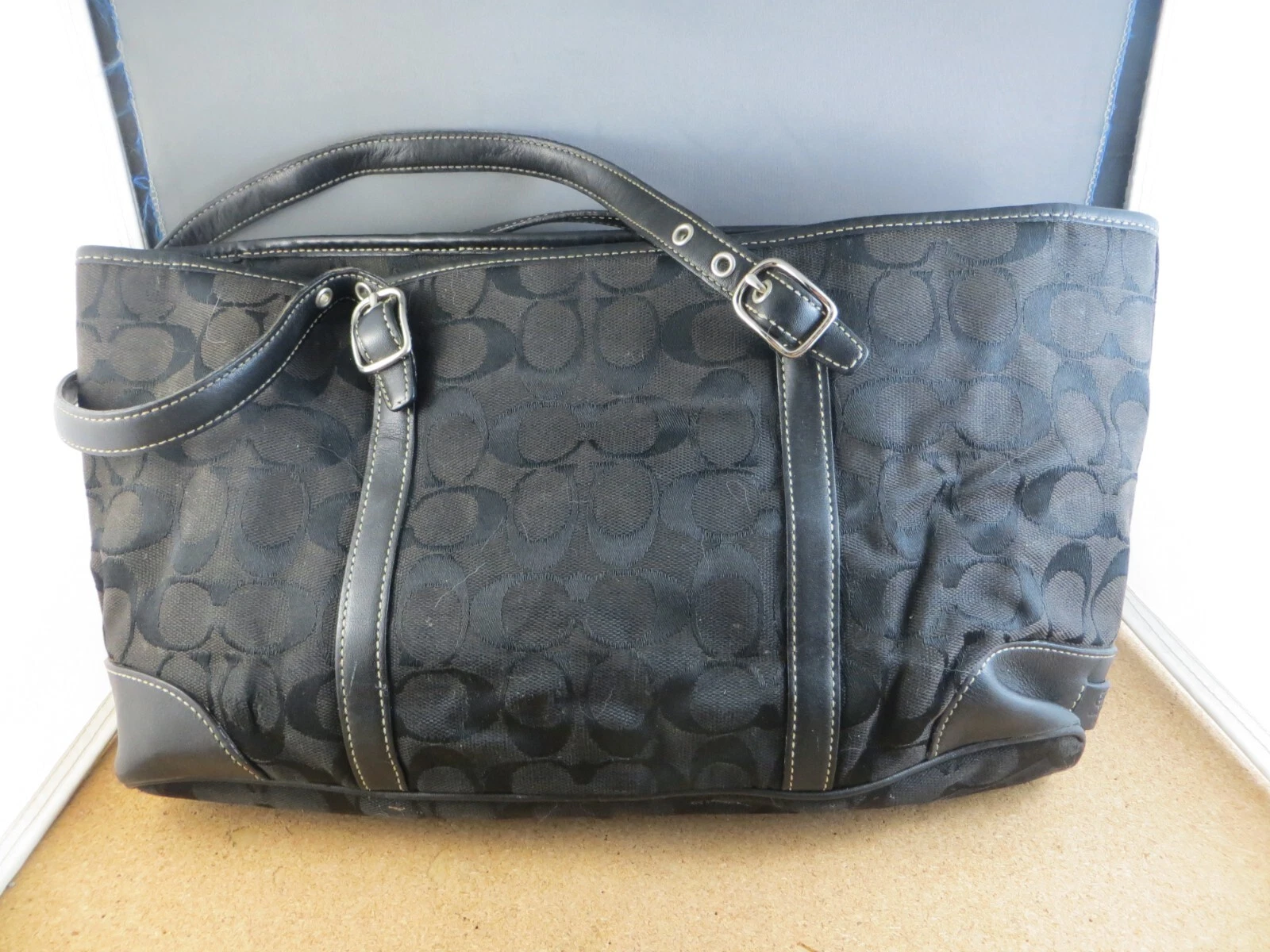 Borsa a mano vintage firmata Coach in pelle tela nera L2J 6335