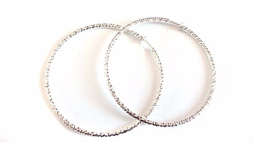 CLIP-ON EARRINGS 3 INCH HOOP SILVER OR GOLD TONE HYPO-ALLERGENIC SPRING LOADED - Picture 3 of 6