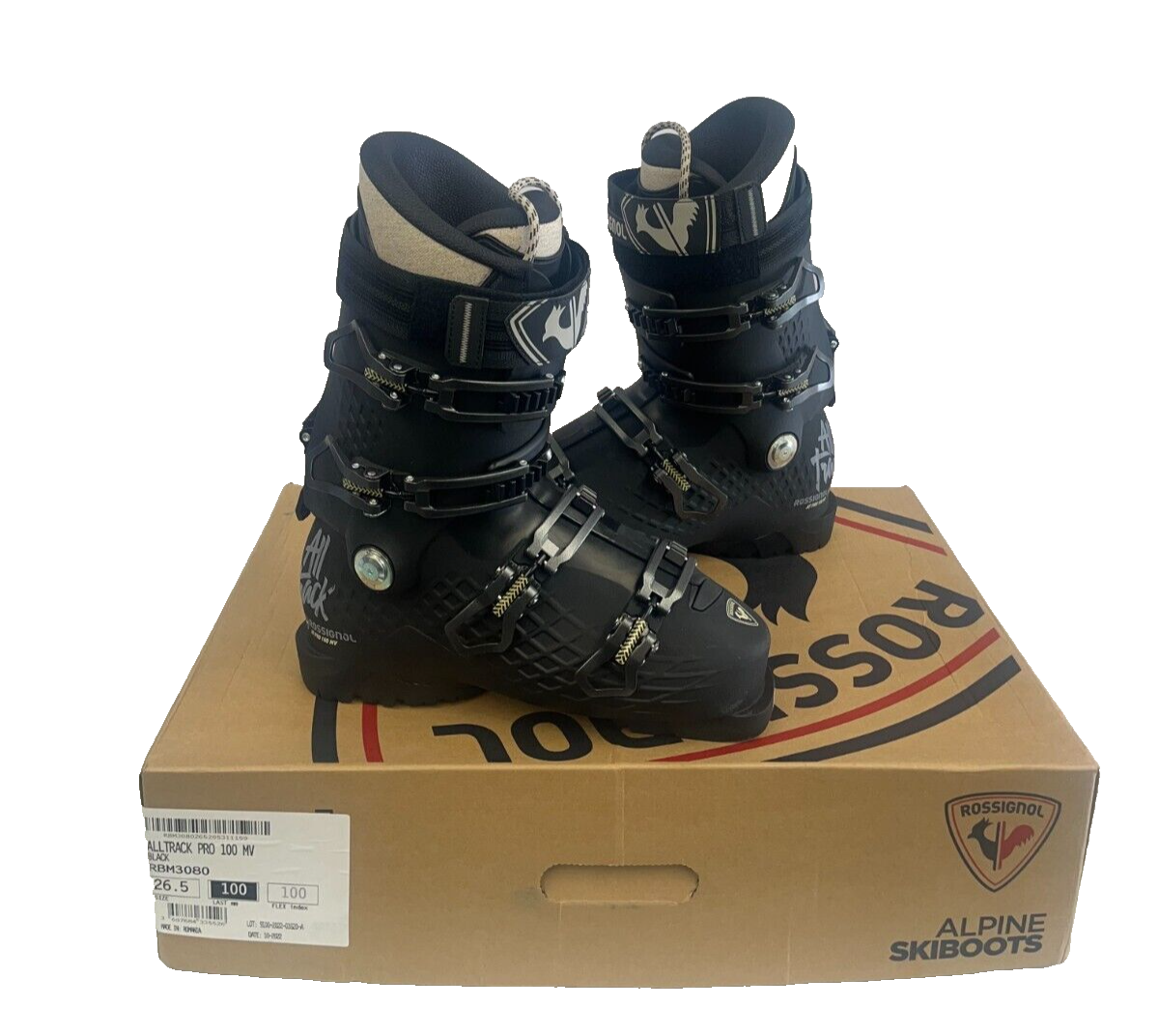 SALOMON Scarponi da sci $530 Rossignol Alltrack Pro 100 MV nuovi con scatola taglia 26 5 MP 8 5 US uomo neri