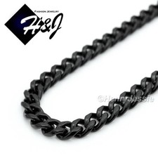 18-40"MEN's Stainless Steel 6mm Black Plated Cuban Curb Link Chain Necklace B134