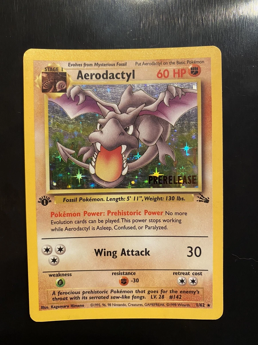 Pokemon Fossil 1st Edition Single Aerodactyl 1/62 - Prerelease Promo