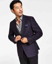  360 ALFANI Men's Navy Slim Fit Jacquard Blazer Sport Coat 40 L yoc1223