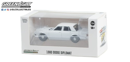 1:64 GreenLight 1980 Dodge Diplomat Police Hot Pursuit bianco esclusivo - Foto 3 di 3