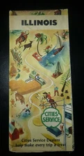 1947 Chicago Illinois  road map Cities Service gas route 66