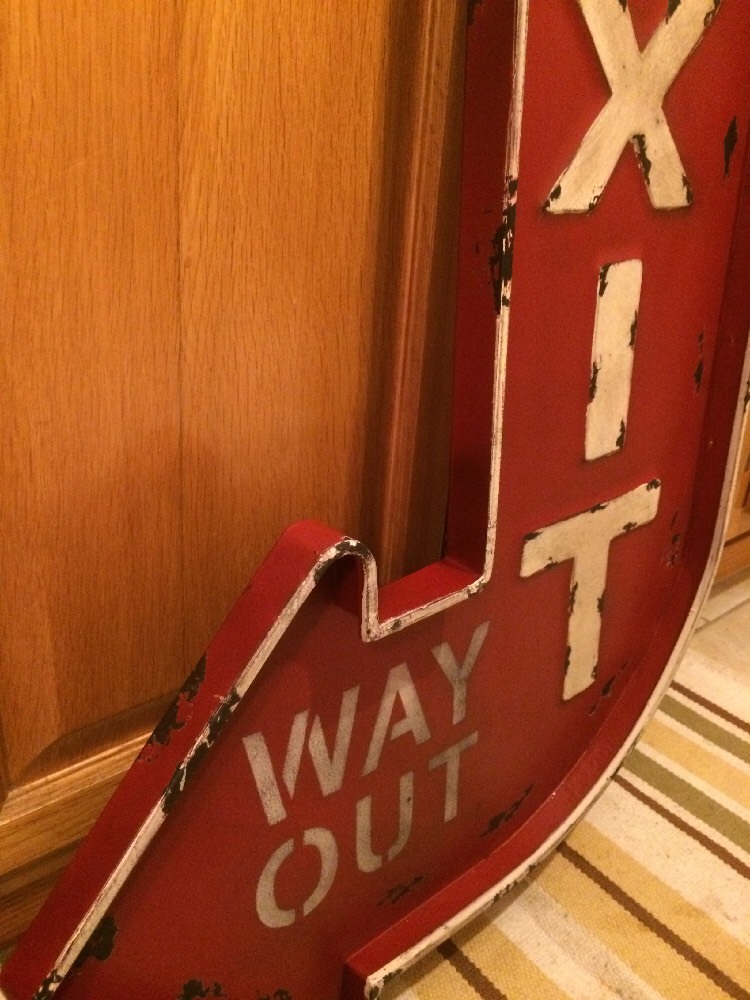 M●希少デッドストック☞Big Beam☜USヴィンテージExit Sign EXIT WAY OUT 32