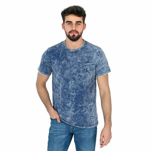 3950 Calvin Klein Jeans Mens Short Sleeve Tie Dye Monogram T-Shirt Blue S 5990₽